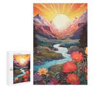 Puzzles pour Adolescents Floral Mountain Landscape with River Puzzle Adulte - Décoration Murale - Découpe De Précision pour Les Gamers 1000 PCS