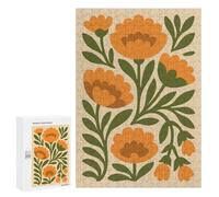Puzzles pour Adolescents Floral Pattern with Orange Flowers Puzzle Adulte - Décoration Murale - Découpe De Précision pour Les Gamers 300 PCS