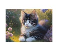 Puzzles pour Adolescents Fluffy Kitten Garden-1 Puzzle pour Adultes - Jeu Manuel - Découpe De Précision - Idéal pour Un Anniversaire Ou Noël 1000pcs(38x26cm)