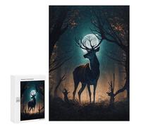 Puzzles pour Adolescents Forest Deer Under Moonlight Puzzles pour Adolescents - Décoration Murale - Cadeau Unique pour Anniversaire Et Noël