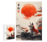 Puzzles pour Adolescents Fox and Red Sun Japanese Art Puzzles pour Adolescents : Améliorent La Mémoire. Chaque Pièce Est Unique - Idée Cadeau d'anniversaire Unique 1000 PCS