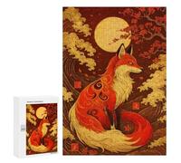 Puzzles pour Adolescents Fox in Japanese Art Puzzles pour Adultes À Monter Soi-même, Décorations Murales, Idées Cadeaux pour Toute La Famille 300 PCS