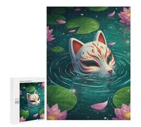 Puzzles pour Adolescents Fox Mask in Lily Pond Puzzle Adulte - Décoration Murale - Découpe De Précision pour Les Gamers 500 PCS