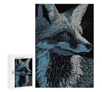 Puzzles pour Adolescents Fox Portrait in Blue and White Puzzles pour Adolescents - Décoration Murale - Cadeau Unique pour Anniversaire Et Noël