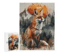 Puzzles pour Adolescents Fox Sunset Watercolor Puzzles pour Adultes - Jeu Manuel - Niveau De Difficulté Élevé - Idée Cadeau Originale pour Un Anniversaire 500 PCS