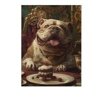 Puzzles pour Adolescents Funny Bulldog Cake Cute Puzzles pour Adultes, Jouet, Décoration Murale, Décoration Intérieure, Défi À Réaliser 52x38cm/1000pcs