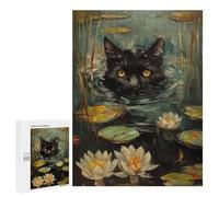Puzzles pour Adolescents Funny Cat Hiding in Water Puzzles pour Adultes - Jeu Manuel - Niveau De Difficulté Élevé - Idée Cadeau Originale pour Un Anniversaire 500 PCS