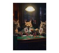 Puzzles pour Adolescents Funny Cats Playing Poker Puzzles pour Adultes, Jeu De Réflexion, Décoration Intérieure, pour Toute La Famille 38x26cm/1000pcs