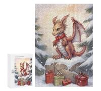 Puzzles pour Adolescents Funny Christmas Dragon Puzzles pour Adultes Jeu Manuel Cadeau d'anniversaire Cadeau d'anniversaire, Cadeaux, 300 PCS