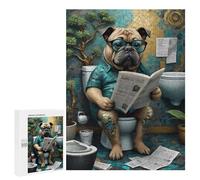 Puzzles pour Adolescents Funny Dog in The Toilet Puzzles pour Adolescents - Décoration Murale - Cadeau Unique pour Anniversaire Et Noël