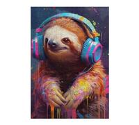 Puzzles pour Adolescents Funny Sloth DJ Puzzles pour Adolescents, Jouets Anti-Stress, Décoration Murale, Cadeau d'anniversaire, Cadeaux, 38x26cm/1000pcs
