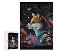 Puzzles pour Adolescents Galactic Fox with Flowers Puzzle Anti-Stress pour Adolescents Chaque Pièce Est Unique - Idéal comme Cadeau pour Toute La Famille 300 PCS