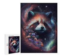 Puzzles pour Adolescents Galactic Red Panda with Flowers Puzzles pour Adultes À Monter Soi-même, Décorations Murales, Idées Cadeaux pour Toute La Famille 500 PCS