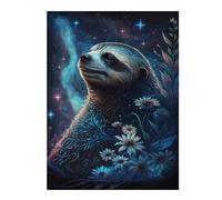Puzzles pour Adolescents Galactic Sloth with Flowers -3 Puzzles pour Adultes, Jouets À Monter Soi-même, Cadeaux pour Femmes, Cadeaux De Noël Et d'anniversaire 1000pcs(52x38cm)