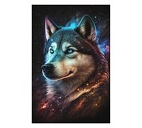 Puzzles pour Adolescents Galactic Wolf Portrait -41 Jeu De Puzzle Familial, Cadeau d'anniversaire Ou De Noël 1000pcs(75x50cm)