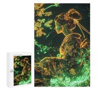 Puzzles pour Adolescents Geisha Bloom Neon Japanese Cherry Blossom Jeu De Puzzle Familial pour Adultes, Amusant Et Humoristique, Activités À Faire À La Maison, 1000 PCS