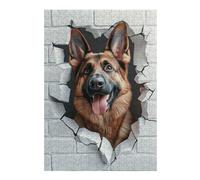 Puzzles pour Adolescents German Shepherd Breaking Through Wall Puzzles pour Adultes, Jeu Familial, Course De Vitesse Manuelle, Cadeaux d'anniversaire Uniques 38x26cm/1000pcs