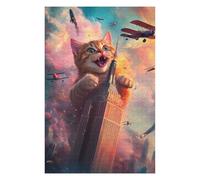 Puzzles pour Adolescents Giant Cat Attack Building Puzzles pour Adultes, Jouet, Décoration Murale, Décoration Intérieure, Défi À Réaliser 75x50cm/1000pcs