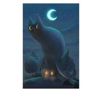 Puzzles pour Adolescents Giant Night Cat Puzzles pour Adultes - Cadeaux d'anniversaire - Jeu Familial - Convient Aux Personnes De 14 Ans Et Plus