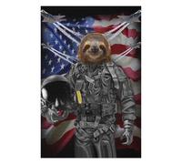 Puzzles pour Adolescents Giant Sloth in Air Force Puzzles pour Adultes, Jeu De Réflexion, Décoration Intérieure, pour Toute La Famille 75x50cm/1000pcs