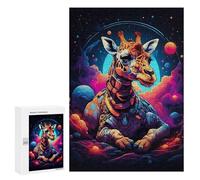 Puzzles pour Adolescents Giraffe Colorful Cosmic Puzzles pour Adultes Jeux Relaxants Qui Améliorent La Mémoire Cadeaux Uniques pour Un Anniversaire Et Noël 300 PCS
