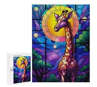 Puzzles pour Adolescents Giraffe Colorful Stained Puzzle Adulte - Décoration Murale - Découpe De Précision pour Les Gamers 500 PCS