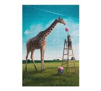 Puzzles pour Adolescents Giraffe Dreams of Cotton Candy Puzzles pour Adolescents Jeux De Détente Décoration Parfaite, pour Toute La Famille 38x26cm/1000pcs
