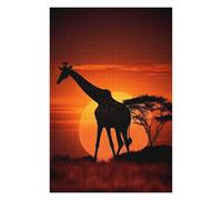Puzzles pour Adolescents Giraffe Sunset Puzzle pour Adultes, Jouet Anti-Stress, Cadeau d'anniversaire Idéal 75x50cm/1000pcs