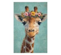 Puzzles pour Adolescents Giraffe with Flower Crown Art Print-2 Puzzle pour Adultes, Jeu Manuel, Course De Vitesse, Cadeau d'anniversaire, Cadeaux, 1000pcs(75x50cm)