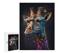Puzzles pour Adolescents Giraffe with Glasses Art Print-10 Puzzles pour Adultes À Monter Soi-même, Décorations Murales, Idées Cadeaux pour Toute La Famille 500 PCS