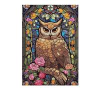 Puzzles pour Adolescents Glass Cute Owl Jeu De Puzzle Casse-tête Décoration Murale Cadeaux Uniques d'anniversaire Et De Noël 38x26cm/1000pcs