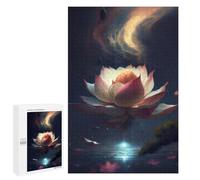 Puzzles pour Adolescents Glowing Lotus Flower Art Print Casse-têtes pour Adolescents - Jeu De Réflexion - Améliore La Mémoire - Cadeaux De Noël Et d'anniversaire