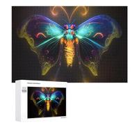 Puzzles pour Adolescents Glowing Neon Butterfly Artwork-4 Puzzles pour Adultes Jouets Anti-Stress Vacances À La Maison Passer Le Temps Interaction Parent-Enfant 1000 PCS