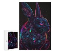 Puzzles pour Adolescents Glowing Neon Rabbit Art Print Casse-tête pour Adolescents : Analyse Et Logique, Difficile Et Stimulant, Idéal comme Cadeau 1000 PCS