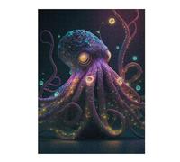 Puzzles pour Adolescents Glowing Octopus Artwork Puzzles pour Adultes, Jouets Anti-Stress, Décoration Murale, Cadeaux De Noël Et d'anniversaire 52x38cm/1000pcs
