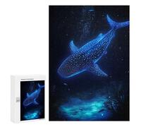 Puzzles pour Adolescents Glowing Whale Shark in Deep Blue Sea Puzzle Adulte - Décoration Murale - Découpe De Précision pour Les Gamers 300 PCS