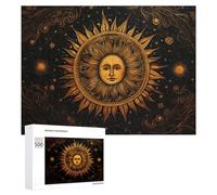 Puzzles pour Adolescents Golden Celestial Sun Art Print-2 Puzzles pour Adultes Jeux De Détente Cadeaux pour Femmes Idéal comme Cadeau pour Toute La Famille 500 PCS