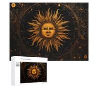 Puzzles pour Adolescents Golden Celestial Sun Artwork Puzzles pour Adultes Jeux De Détente Cadeaux pour Femmes Idéal comme Cadeau pour Toute La Famille 500 PCS