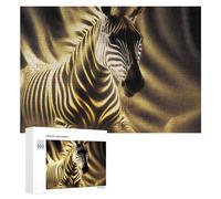 Puzzles pour Adolescents Golden Glowing Zebra Art Puzzles pour Adultes Jouets Anti-Stress Vacances À La Maison Passer Le Temps Interaction Parent-Enfant 300 PCS