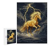 Puzzles pour Adolescents Golden Horse in Storm Puzzles pour Adultes, Jouets Anti-Stress, Difficile, Cadeau d'anniversaire, Cadeaux, 500 PCS