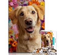 Puzzles pour Adolescents Golden Retriever Heureux 1 000 pièces Cadeaux pour Adolescents Anniversaires à partir de 14 Ans (50x75cm)