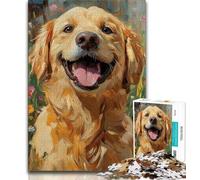 Puzzles pour Adolescents Golden Retriever Heureux 1 000 pièces Jouet éducatif et décompressant idéal pour Un Anniversaire ou comme Cadeau (26x38cm)