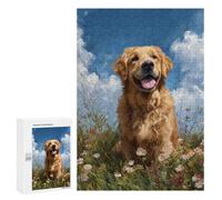 Puzzles pour Adolescents Golden Retriever in Flowers-2 Casse-tête pour Adolescents : Analyse Et Logique, Difficile Et Stimulant, Idéal comme Cadeau 300 PCS