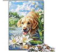 Puzzles pour Adolescents Golden Retriever, Jeu Familial Anti-Stress, défi Difficile, renforce l'amour Entre Couples (Taille 50x75cm)