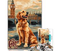 Puzzles pour Adolescents Golden Retriever Portrait 1000 pièces, Jeux éducatifs, décoration d'intérieur, Convient pour la décoration de Bureau (Taille 75x50cm)