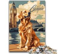 Puzzles pour Adolescents Golden Retriever Portrait Puzzles pour Adolescents, Anti-Stress Staycation Kill Time Wishlist avec Père Noël (75x50cm)
