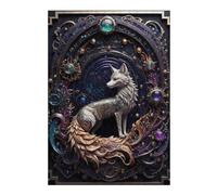 Puzzles pour Adolescents Golden Silver Fox Art Deco Puzzles pour Adultes - Cadeaux d'anniversaire - Jeu Familial - Convient Aux Personnes De 14 Ans Et Plus