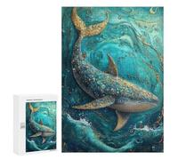 Puzzles pour Adolescents Golden Whale Painting Puzzle Adulte - Décoration Murale - Découpe De Précision pour Les Gamers 300 PCS