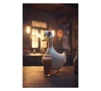 Puzzles pour Adolescents Goose Drinking Beer at Bar Puzzles pour Adultes, Jouets À Monter Soi-même, Décoration Parfaite, Interaction Parent-Enfant 75x50cm/1000pcs