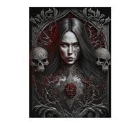 Puzzles pour Adolescents Gothic Beauty with Rose Jeu De Puzzle Casse-tête Décoration Murale Cadeaux Uniques d'anniversaire Et De Noël 52x38cm/1000pcs